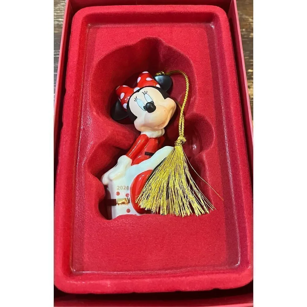 Lenox 895792 2024 Minnie Mouse Sitting On A Gift Ornament, Christmas